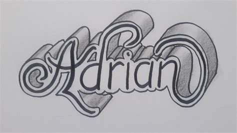 3d Drawing Calligraphy Name Adrian On Paper How To Draw Easy Art For