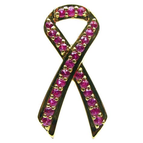 Pink Sapphire Gold Breast Cancer Awareness Pin At 1stdibs