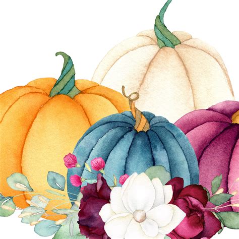 Watercolor Pumpkin Illustrations In Png Format Instant Download For
