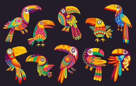 Cartoon Mexican Toucan Birds Traditional Animals 23512275 Vector Art