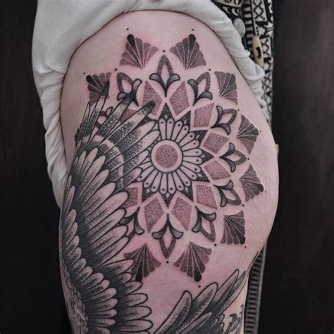 Huge Dot Work Style Mandala Tattoo On The Left Hip By Vic Market Tattoo