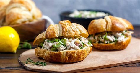 Creamy greek yogurt teams up with a little olive oil for richness and gets. Mayo-Free Chicken Salad Sandwiches with Lemon and Herbs ...