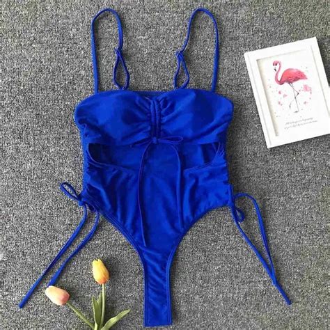 Buy New Lace Up Thong One Piece Swimsuit 2019 Women
