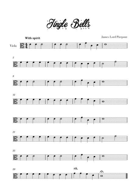 Jingle Bells Easy Beginner For Viola Free Music Sheet