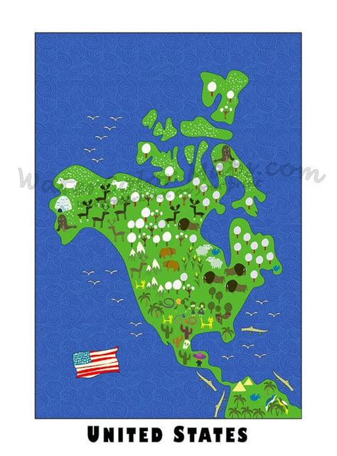 Kids Maps United States Map Childrens Maps Usa Kids Map Etsy Maps