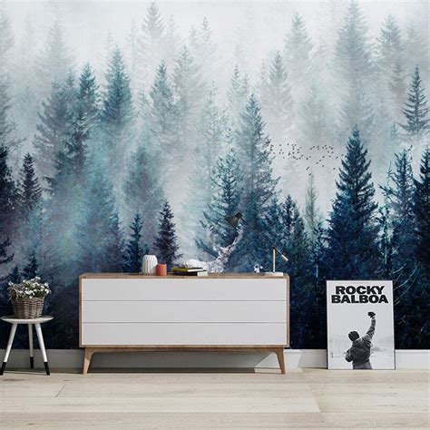 Custom Wallpaper Mural Nordic Style Forest Landscape Bvm Home