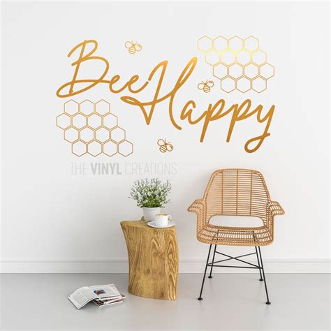 Bee Happy Wall Art Bee Wall Decor Bee Wall Sticker Bee Etsy