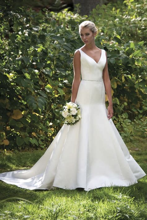 Simple Ball Gown V Neck Satin Wedding Dress For Older Brides Over 40 50 60 70 Elegant Second
