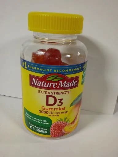 Nature Made Extra Strength Vitamin D3 125 Mcg 5000 Iu 80 Gummies Exp