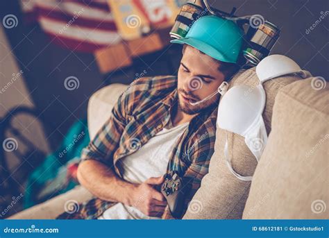 Passed Out After Great Party Stock Image Image Of Closed Beer 68612181