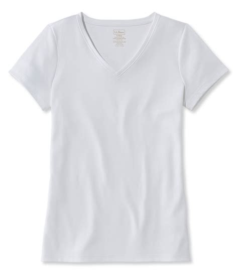 Womens Pima Cotton Shaped V Neck Short Sleeve Tees And Knit Tops At L