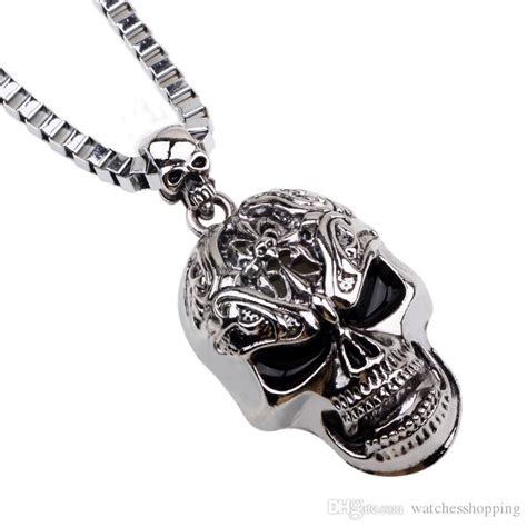 Wholesale Stainless Steel Skull Head Charm Pendant Necklace Gold Silver