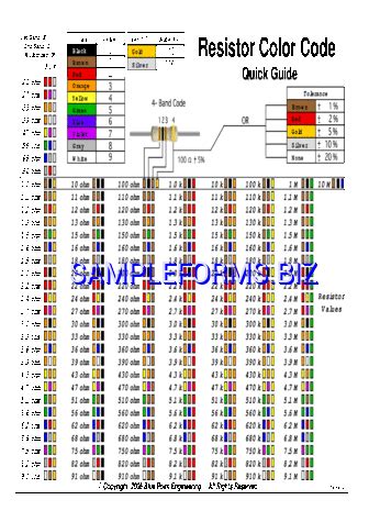 Free Resistor Color Code Chart Pdf Kb Pages In Images