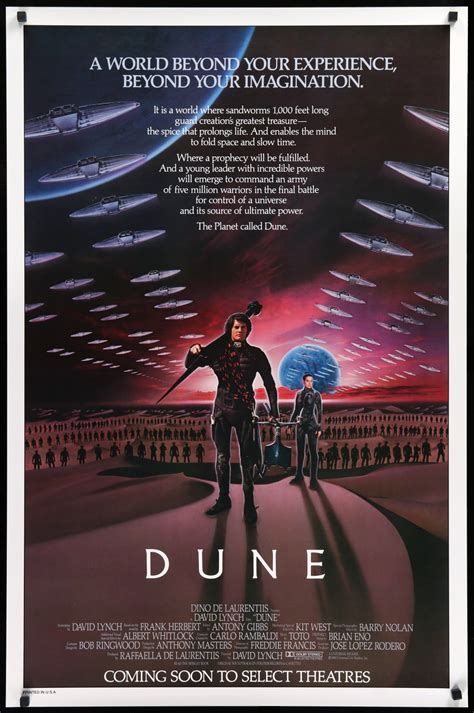 Dune 1984 Original Advance One Sheet Movie Poster Original Film Art