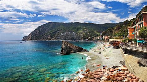 Italy Monterosso Cinque Terre Beach Coast Sea Rocks Houses My Xxx Hot