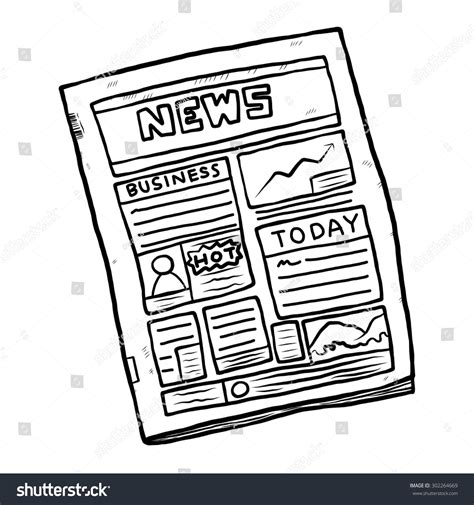 Newspaper Cartoon Vector And Illustration Black And White Hand