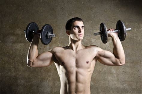 Young Man Lifting Weights Stock Image Image Of Lifestyle 46714713