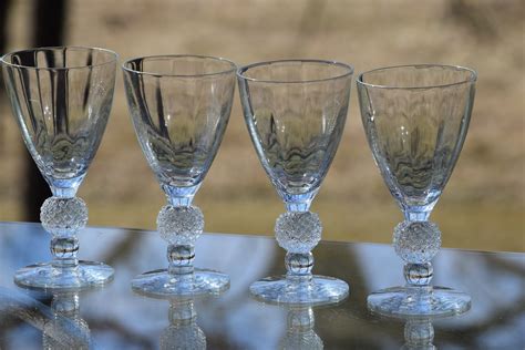 Vintage Crystal Cocktail Glasses Set Of 4 Vintage Optic Cocktail Glasses With Golf Ball Stem