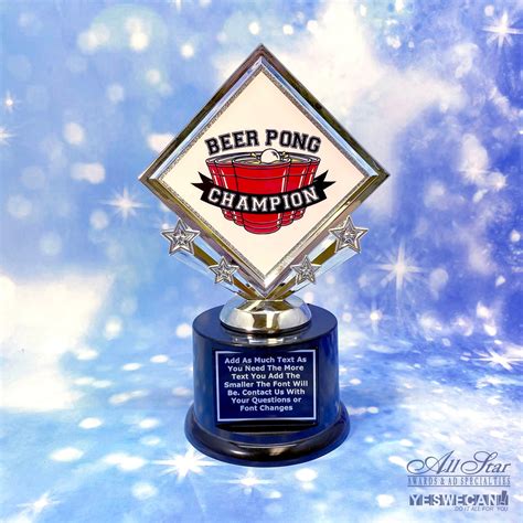 Beer Pong Champion Trophy Free Engraving Best Party Ever Etsy