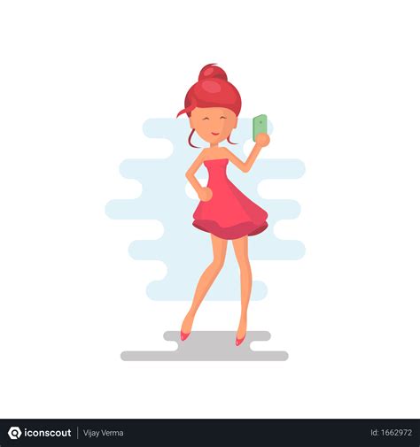Free Girl taking selfie Illustration download in PNG & Vector format