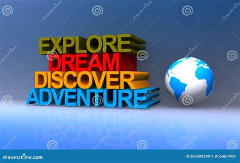 Explore Dream Discover Adventure on Blue Stock Illustration