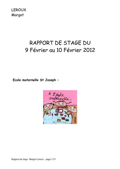Exemple De Rapport De Stage Bac Pro Assp Ecole Maternelle The Best