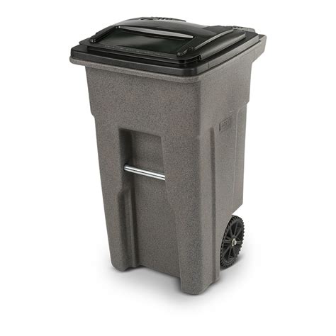 Toter Trash Can Graystone With Wheels And Lid 32 Gallon