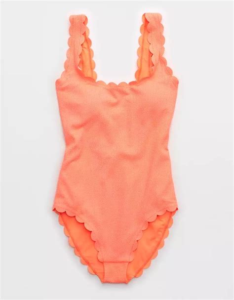 Aerie Waffle Scalloped One Piece Swimsuit In 2023 Cute One Piece Swimsuits Preppy Swimsuit