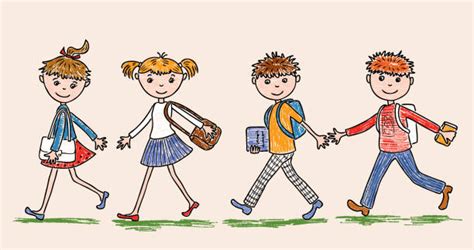 Four Friends Walking Illustrations Royalty Free Vector Graphics And Clip