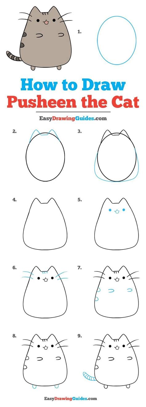 How To Draw Pusheen The Cat Really Easy Drawing Tutorial Cute Easy