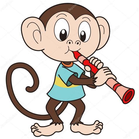 Cartoon Monkey Playing A Clarinet — Stock Vector © Kchungtw 22201645