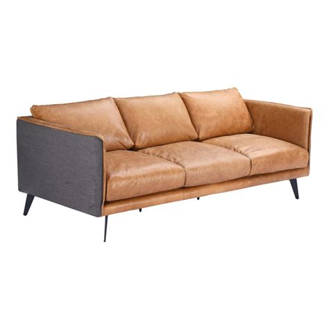 Messina Leather Sofa Cognac By Moes Sofas Moe Pk 1097 23 France And Son