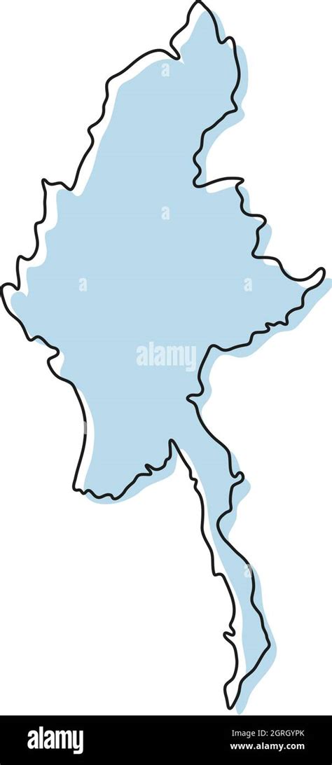 Mapa De Contorno Sencillo Y Estilizado Del Icono De Birmania Mapa De