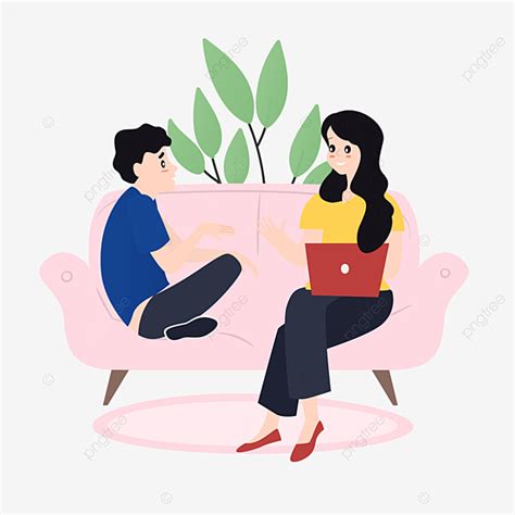 Gambar Kartun Wind Couple Di Sofa Pria Dan Wanita Yang Sedang