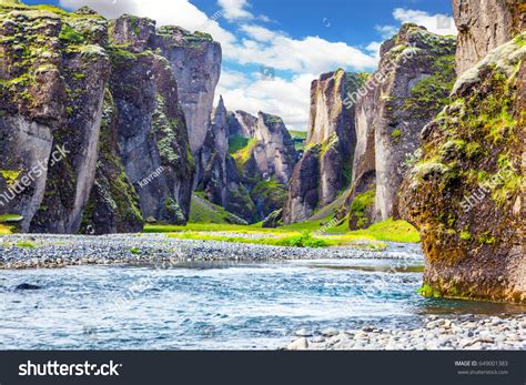 Steep Cliffs Overgrown Green Moss Surrounded Stock Photo 649001383