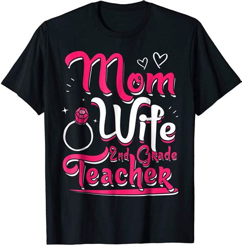 womens mom wife 2nd grade teacher t shirt teaching pride