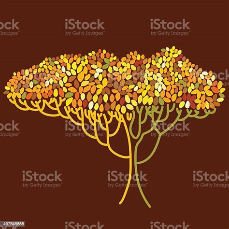 Stylized Abstract Orange Defoliation Tree Illustration Stock