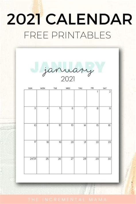 Cute 2021 Printable Blank Calendars Monthly Planner Printable Pdf