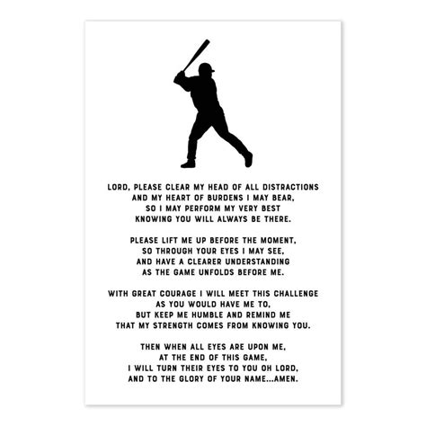 Baseball Prayer Poster Christian Athlete Wall Art Etsy