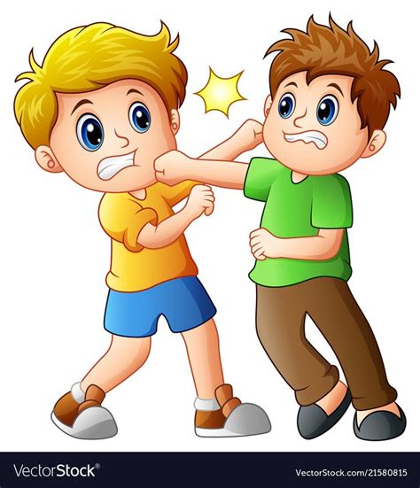 Two Boys Fighting Vector Image On Vectorstock Kids Fighting Cartoon