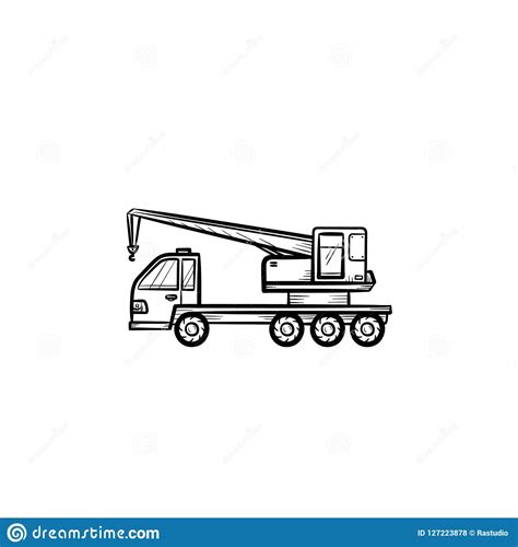 Crane Truck Hand Drawn Outline Doodle Icon Stock Vector Illustration