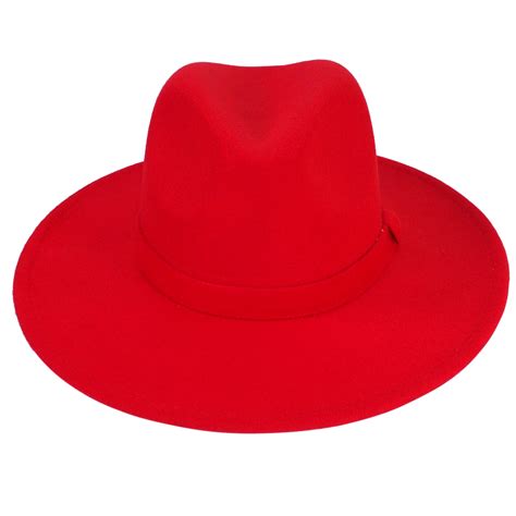 Red Fedora Panama Upturn Wide Brim Cotton Blend Felt Hat Buybuy Luv