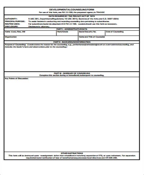 8 Army Counseling Form