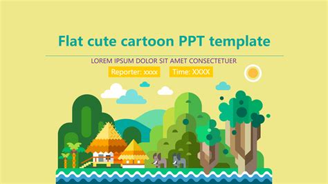 Flat Cute Cartoon Ppt Template Template Powerpoint Free