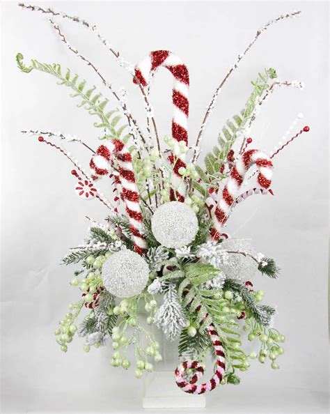 Candy Cane Centerpiece Christmas Floral Arrangements Christmas