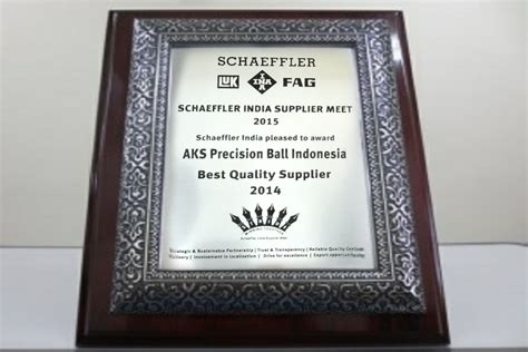 Pt Aks Precision Ball Indonesia Awarded Best Quality Supplier Award