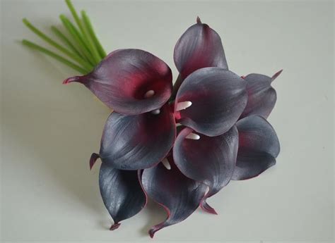Black Burgundy Calla Lilies Real Touch Flowers Diy Silk Etsy Silk