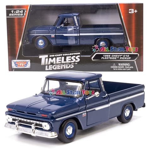 buy 1966 chevy c10 fleetside pickup truck dark blue motormax 73355 1 24 scale diecast model