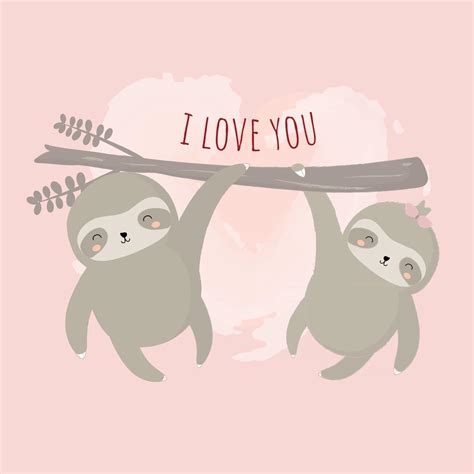 Cute Cartoon Animals Sloth Bear Holding A Tree Branch Vector Print