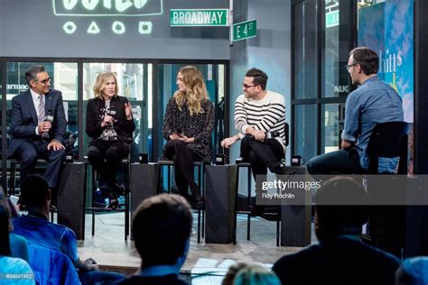 eugene levy catherine o hara annie murphy and dan levy discuss news photo getty images